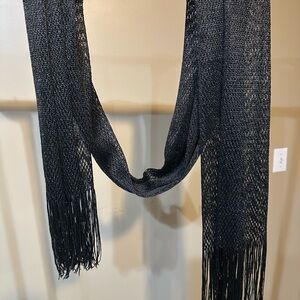 Elegant Black Fringe Scarf